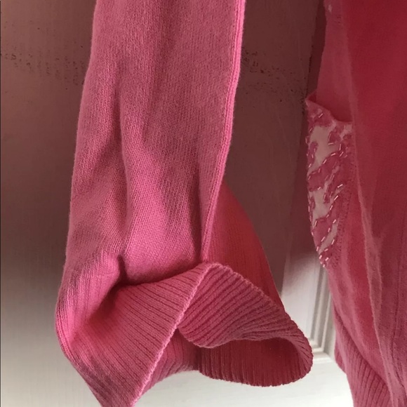 QUACKER FACTORY PINK FAUX BUTTON UP SWEATER LADIES- SIZE XL-SEQUINED - Picture 6 of 10